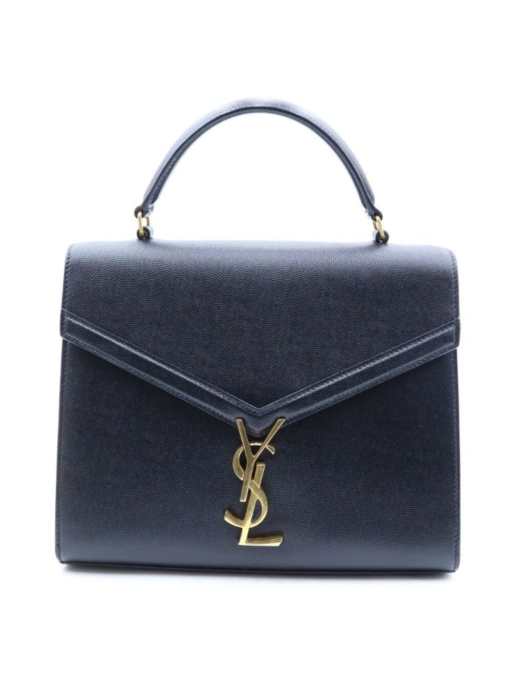 Saint Laurent Paris Cassandra Top Handle Handbag 2-Way Shoulder Leather Black